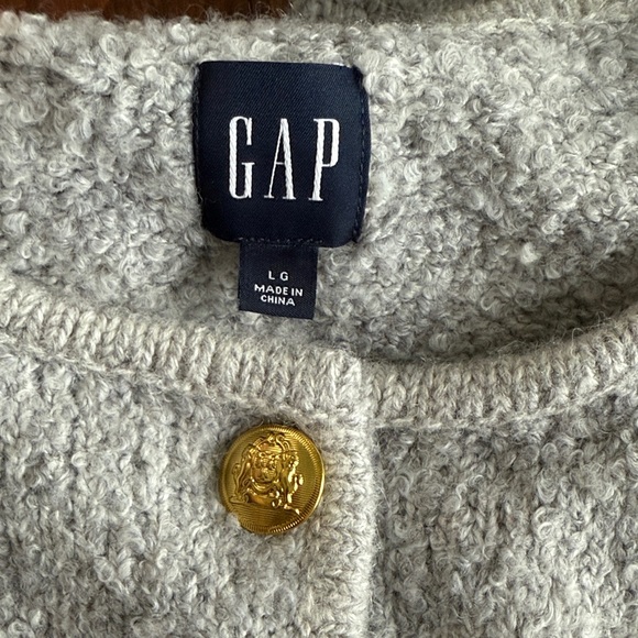 GAP Women's Gray Cardigan with Gold Buttons - Picture 3 of 3